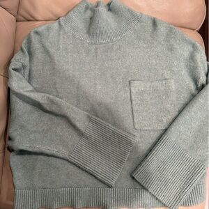 Aqua Pocket Mock Neck Sweater